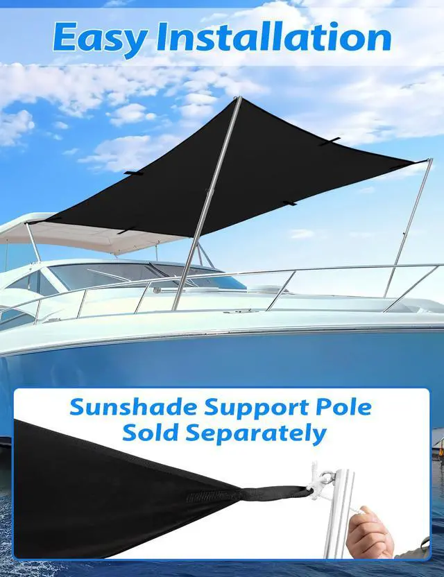 Alt view image 6 of 7 - Sunshade for Fishing Boats Shade Canopy Waterproof Durable 1200D Polyester Sun Shade Foldable Umbrella for Protection, 8 * 7 * 5ft