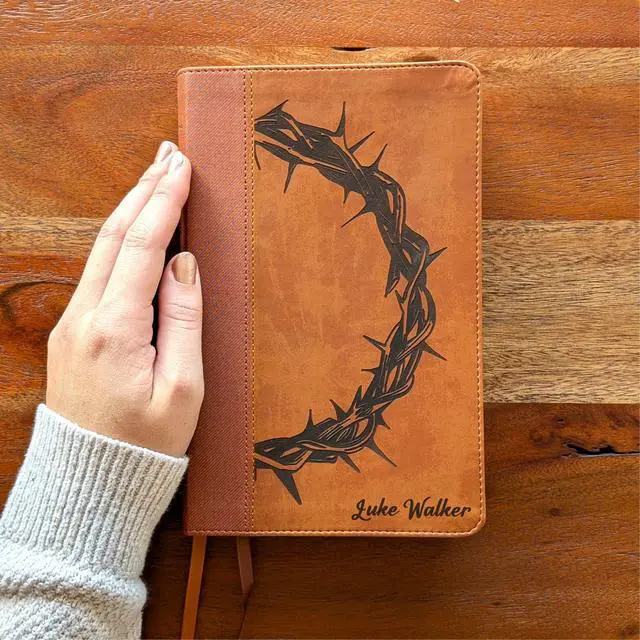 Alt view image 2 of 7 - Personalized NIV Personal Bible with Crown of Thorns | Large Print (Brown)