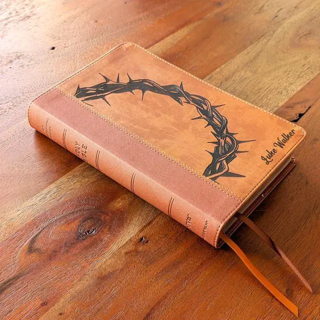 Alt view image 4 of 7 - Personalized NIV Personal Bible with Crown of Thorns | Large Print (Brown)