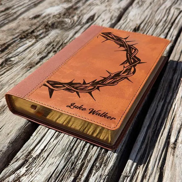 Alt view image 5 of 7 - Personalized NIV Personal Bible with Crown of Thorns | Large Print (Brown)