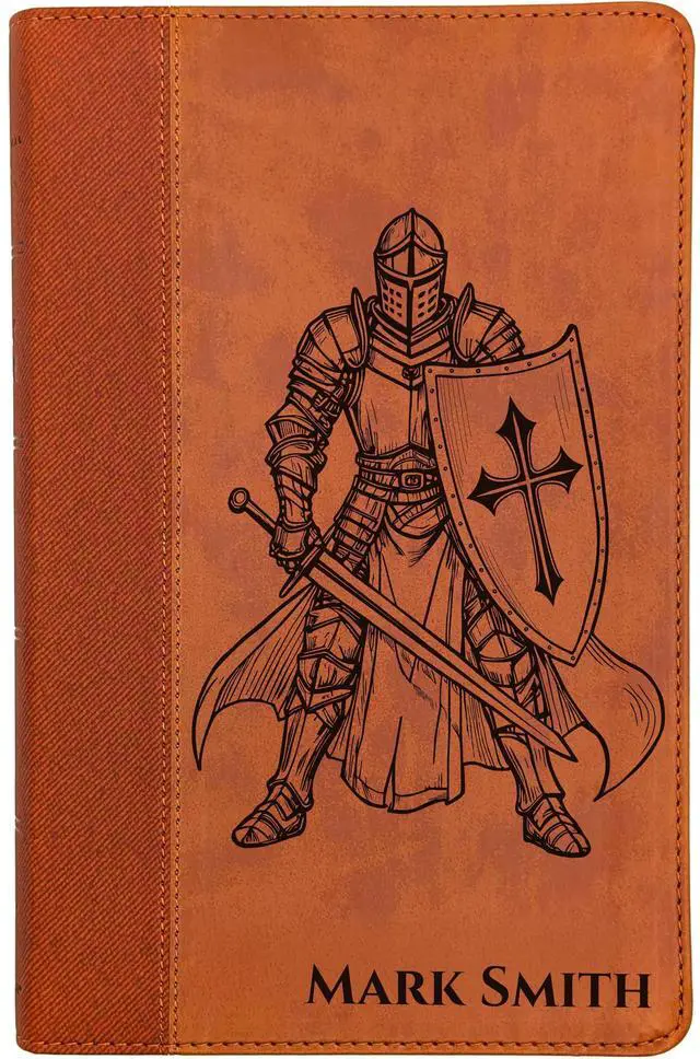 Main image of Personalized NIV Personal Bible with Crown of Thorns | Large Print (Brown Knight Standing Solo)