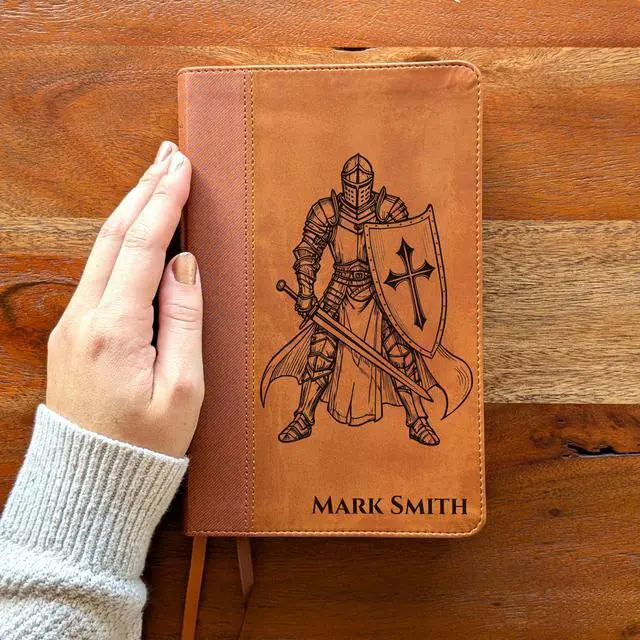 Alt view image 2 of 7 - Personalized NIV Personal Bible with Crown of Thorns | Large Print (Brown Knight Standing Solo)