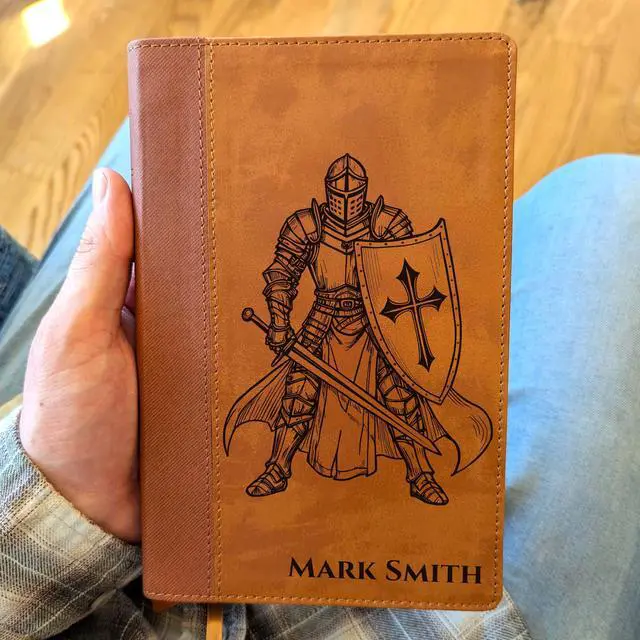 Alt view image 5 of 7 - Personalized NIV Personal Bible with Crown of Thorns | Large Print (Brown Knight Standing Solo)