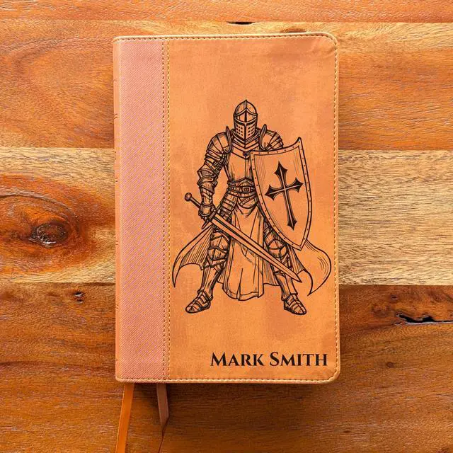 Alt view image 7 of 7 - Personalized NIV Personal Bible with Crown of Thorns | Large Print (Brown Knight Standing Solo)
