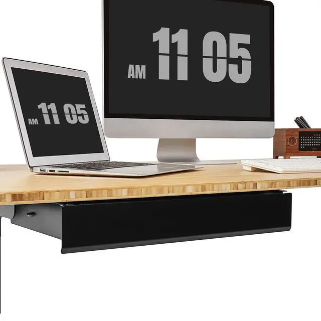 Alt view image 5 of 7 - Under Desk Drawer, Steel Drawer for Desk Slide-Out, Under Table Mounted Drawer, Standing Workstation Storage Attachment for Office Home - 17.7 Width, Black