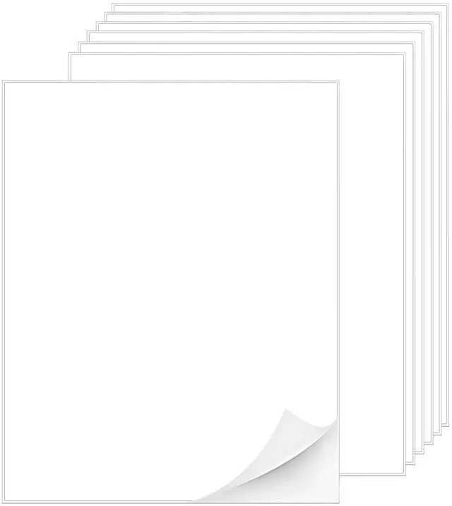 Main image of Printable White Sticker Labels, 1000 Sheets 8.5" x 11" Full Sheet Label Stickers Paper for Laser & Inkjet Printer - Matte, 1000 Labels | Printable White Sticker Labels - Matte, 1000 Sheets 1000 Labels