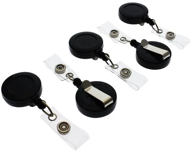 Main image of Bulk 100 Pack - Premium Retractable ID & Key-Card Badge Reels with Secure Metal Belt Clip and 34 Pull by