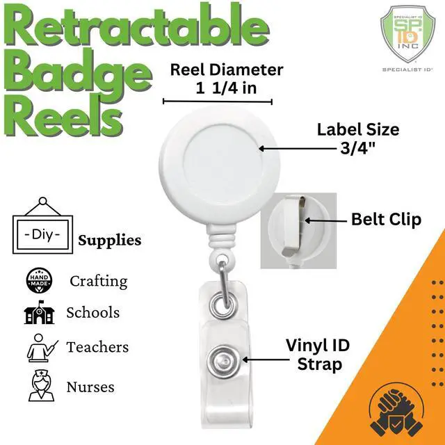Alt view image 2 of 6 - Bulk 100 Pack - Premium Retractable ID & Key-Card Badge Reels with Secure Metal Belt Clip and 34 Pull by