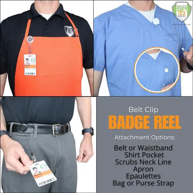 Alt view image 3 of 6 - Bulk 100 Pack - Premium Retractable ID & Key-Card Badge Reels with Secure Metal Belt Clip and 34 Pull by