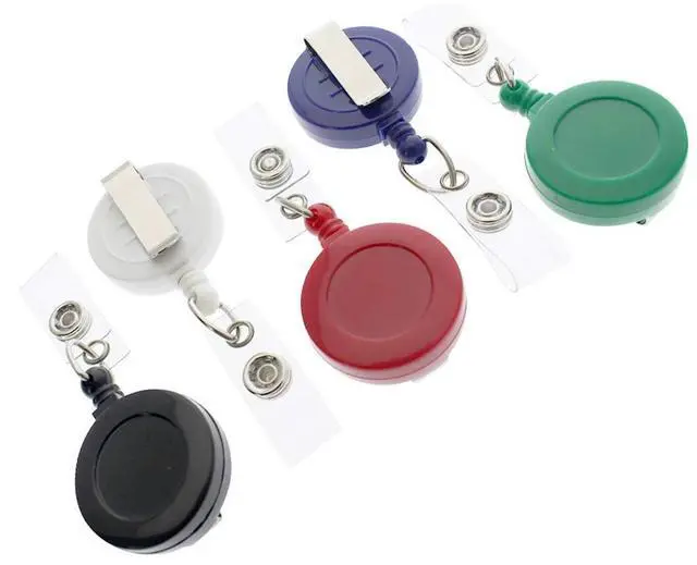 Main image of Bulk 100 Pack - Premium Retractable ID & Key-Card Badge Reels with Secure Metal Belt Clip and 34 Pull by