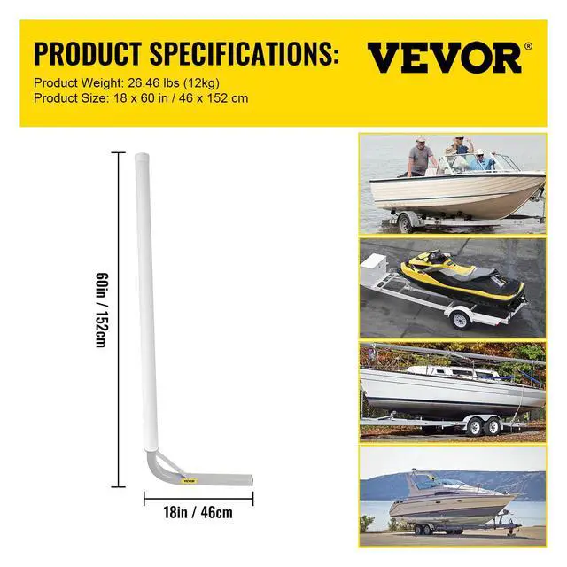 Alt view image 7 of 7 - Boat Trailer Guide, 22"-60" Adjustable Design Trailer Guide Poles, 2PCS Rustproof Steel Trailer Guide, for Ski Boat, Fishing Boat