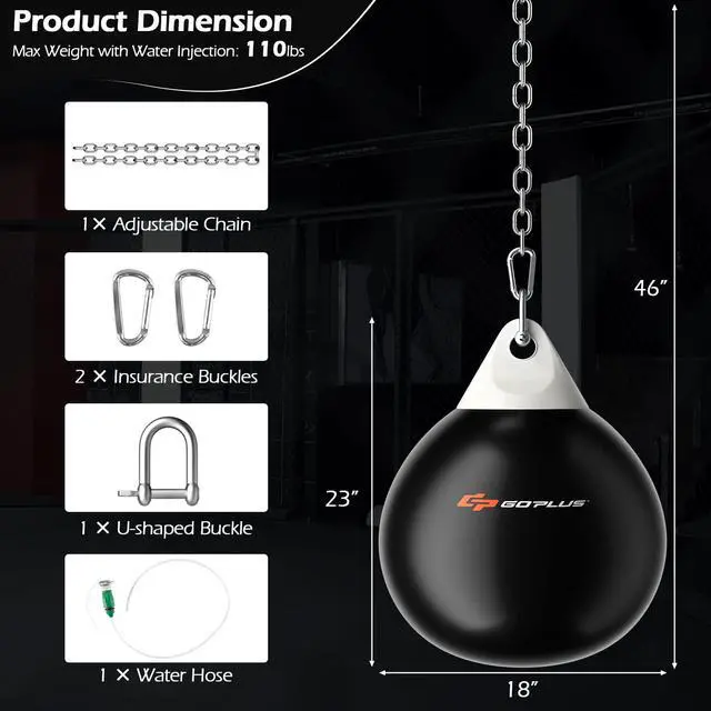 Alt view image 4 of 7 - Water Aqua Bag, 21'' 180 Pound /18 110 Pound Heavy Punching Bag with Adjustable Metal Chain, Water Injection Hose, Boxing Training Bag for Adults Fitness, MMA