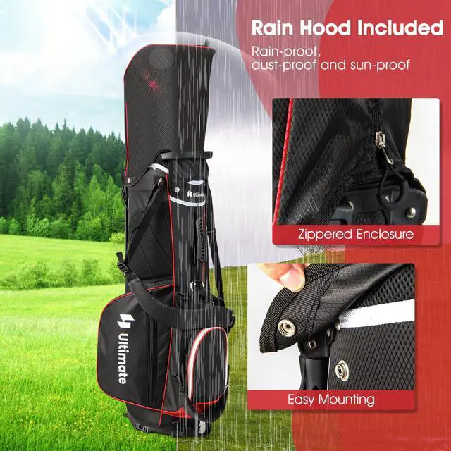 Alt view image 4 of 7 - 14-Way Golf Stand Bag, Portable Golf Bag w/ 6 Pockets,Cooler Bag & Waterproof Valuable Pocket, Rain Hood, Ergonomic Dual Strap System & Carrying Handles, 5 LBS Lightweight for Adults