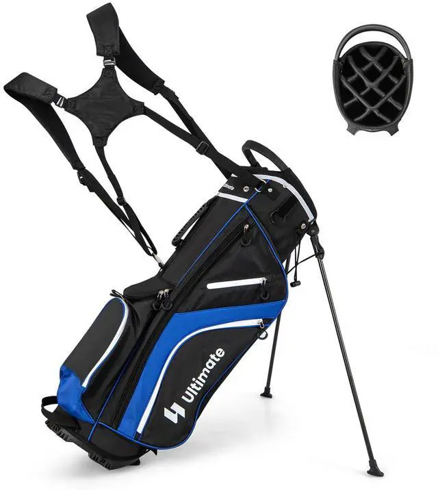 Main image of 14-Way Golf Stand Bag, Portable Golf Bag w/ 6 Pockets,Cooler Bag & Waterproof Valuable Pocket, Rain Hood, Ergonomic Dual Strap System & Carrying Handles, 5 LBS Lightweight for Adults