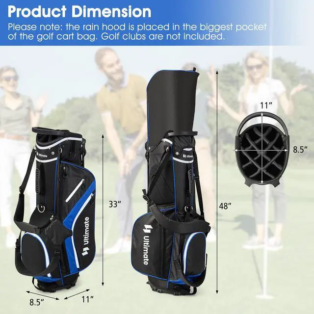 Alt view image 7 of 7 - 14-Way Golf Stand Bag, Portable Golf Bag w/ 6 Pockets,Cooler Bag & Waterproof Valuable Pocket, Rain Hood, Ergonomic Dual Strap System & Carrying Handles, 5 LBS Lightweight for Adults