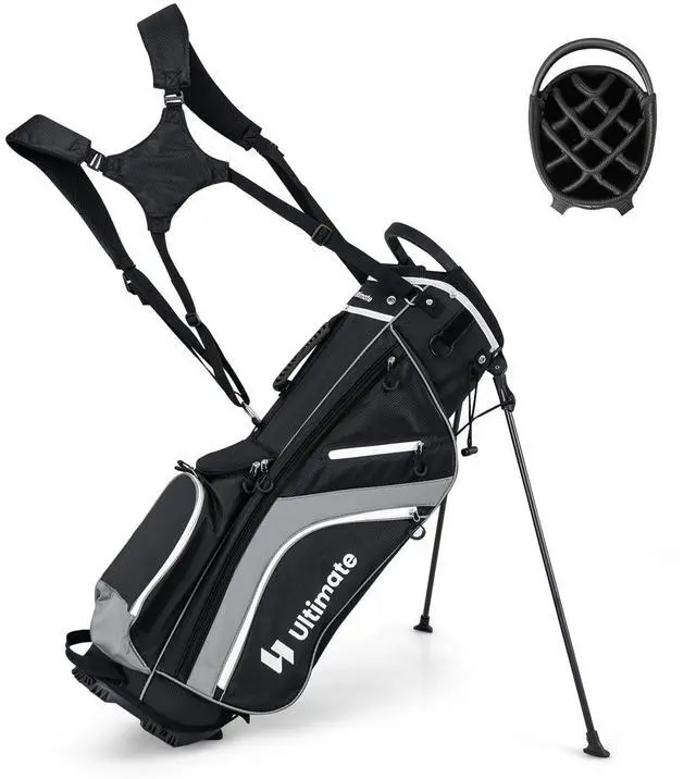 Main image of 14-Way Golf Stand Bag, Portable Golf Bag w/ 6 Pockets,Cooler Bag & Waterproof Valuable Pocket, Rain Hood, Ergonomic Dual Strap System & Carrying Handles, 5 LBS Lightweight for Adults