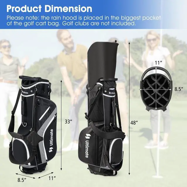 Alt view image 7 of 7 - 14-Way Golf Stand Bag, Portable Golf Bag w/ 6 Pockets,Cooler Bag & Waterproof Valuable Pocket, Rain Hood, Ergonomic Dual Strap System & Carrying Handles, 5 LBS Lightweight for Adults