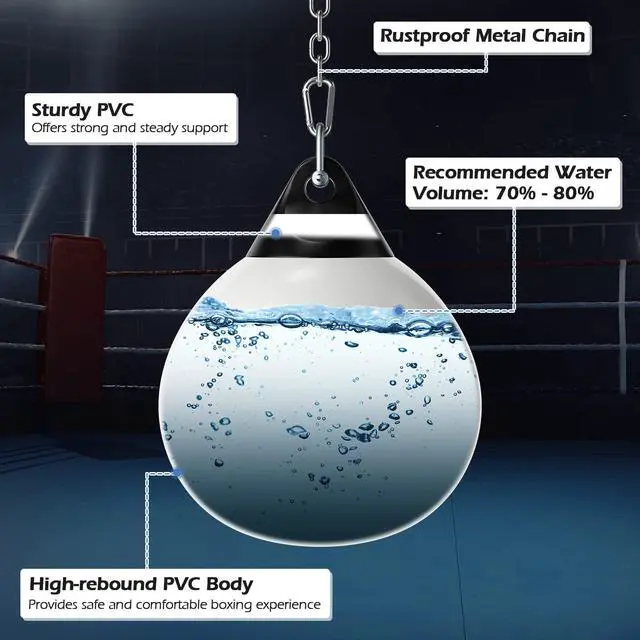Alt view image 3 of 7 - Water Aqua Bag, 21'' 180 Pound /18 110 Pound Heavy Punching Bag with Adjustable Metal Chain, Water Injection Hose, Boxing Training Bag for Adults Fitness, MMA