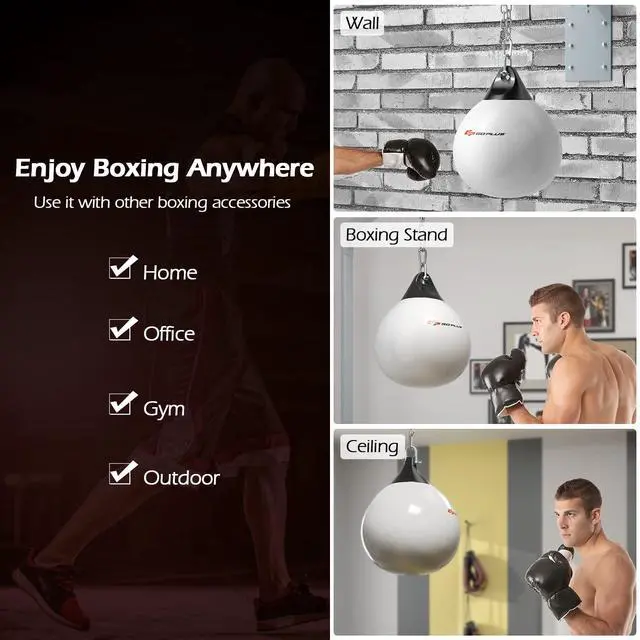 Alt view image 6 of 7 - Water Aqua Bag, 21'' 180 Pound /18 110 Pound Heavy Punching Bag with Adjustable Metal Chain, Water Injection Hose, Boxing Training Bag for Adults Fitness, MMA
