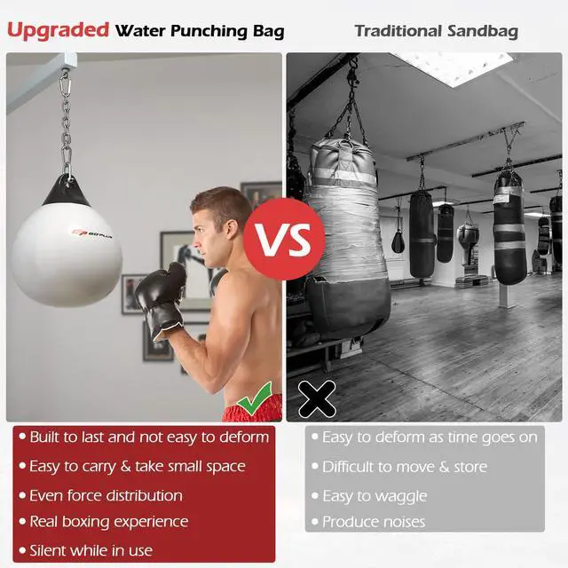 Alt view image 7 of 7 - Water Aqua Bag, 21'' 180 Pound /18 110 Pound Heavy Punching Bag with Adjustable Metal Chain, Water Injection Hose, Boxing Training Bag for Adults Fitness, MMA