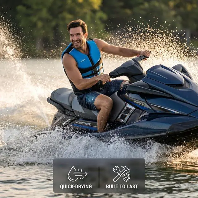 Alt view image 5 of 6 - Men's Neoprene Life Jacket, US Coast Guard Approved, Rated for 90+ Pounds