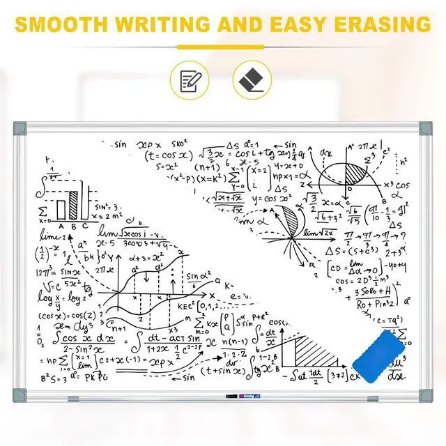 Alt view image 3 of 6 - Magnetic Dry Erase White Board, Dry Erase Board for Wall 48" X 36" Aluminum Frame, Hanging Whiteboard for Home, School, Office, Kitchen