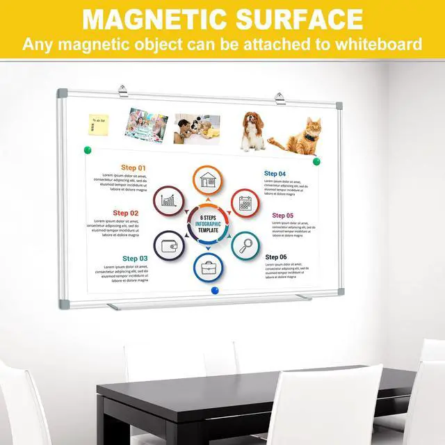 Alt view image 4 of 6 - Magnetic Dry Erase White Board, Dry Erase Board for Wall 48" X 36" Aluminum Frame, Hanging Whiteboard for Home, School, Office, Kitchen