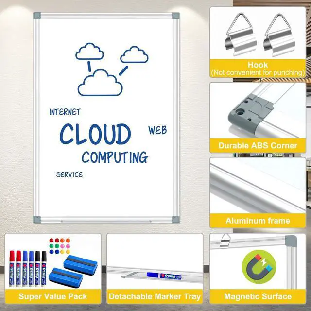 Main image of Magnetic Dry Erase White Board, Dry Erase Board for Wall 48" X 36" Aluminum Frame, Hanging Whiteboard for Home, School, Office, Kitchen