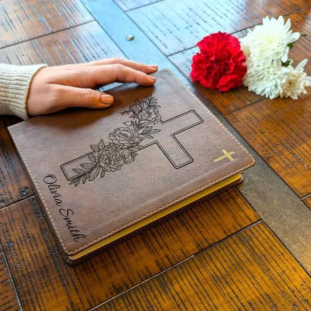 Alt view image 2 of 7 - NIV Bible, Custom Holy Bible, New International Version (Peony Cross)
