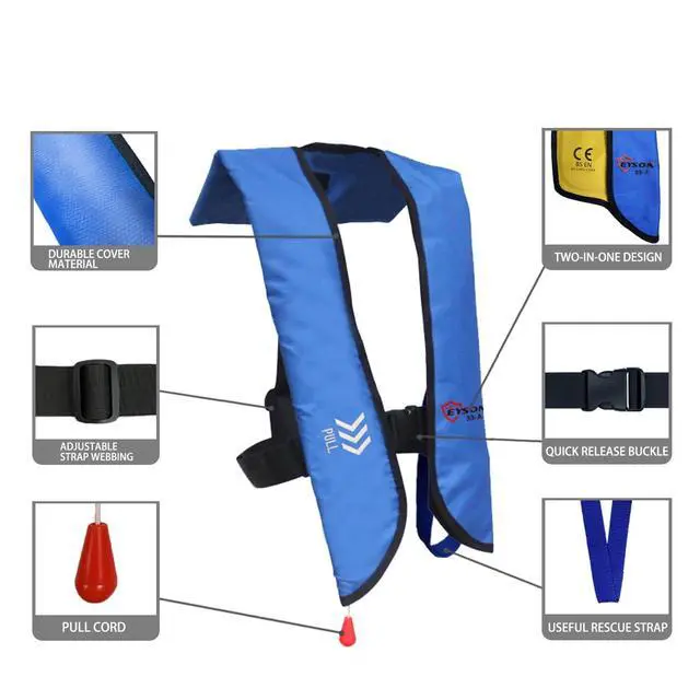 Alt view image 4 of 5 - Inflatable Life Jacket Life Vest Basic Automatic/Manual