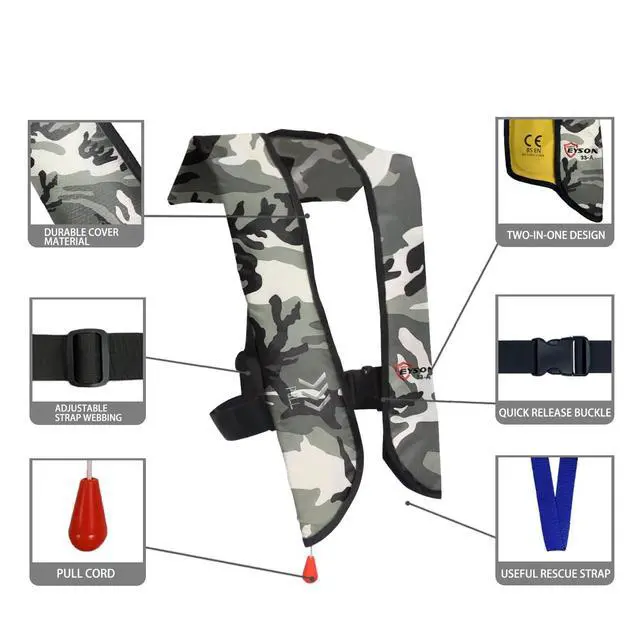 Alt view image 4 of 5 - Inflatable Life Jacket Life Vest Basic Automatic/Manual