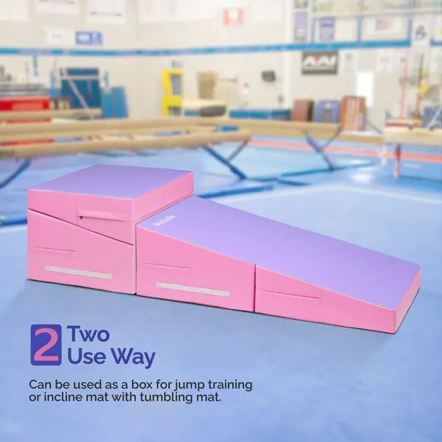 Alt view image 2 of 6 - 48"x24"x14" Tumbling Mat - Folding Gymnastics Cheese Wedge Mat for Kids, Girls Home Training