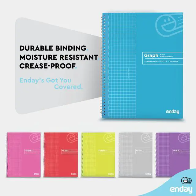 Alt view image 4 of 6 - Quad Ruled Notebook Spiral with 70 Sheets White Paper - Set Includes: Blue, Black, Yellow, & Green Covers (48 Pack)