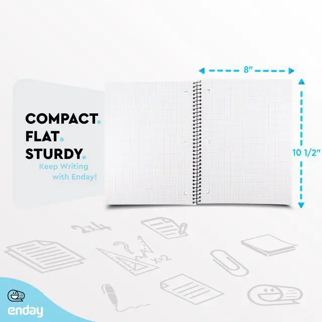Alt view image 5 of 6 - Quad Ruled Notebook Spiral with 70 Sheets White Paper - Set Includes: Blue, Black, Yellow, & Green Covers (48 Pack)