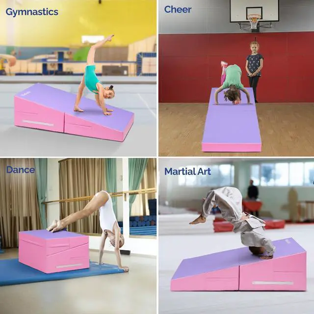 Alt view image 4 of 6 - 48"x24"x14" Tumbling Mat - Folding Gymnastics Cheese Wedge Mat for Kids, Girls Home Training