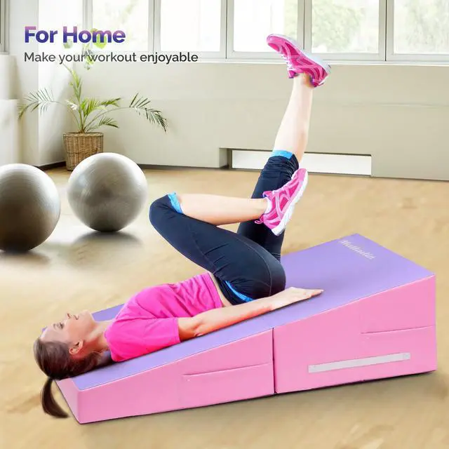 Alt view image 3 of 6 - 48"x24"x14" Tumbling Mat - Folding Gymnastics Cheese Wedge Mat for Kids, Girls Home Training