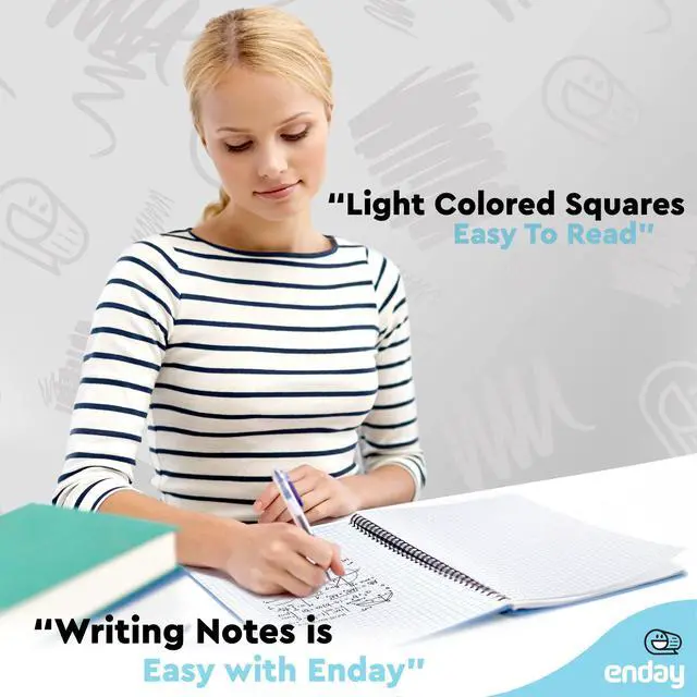 Alt view image 6 of 6 - Quad Ruled Notebook Spiral with 70 Sheets White Paper - Set Includes: Blue, Black, Yellow, & Green Covers (48 Pack)