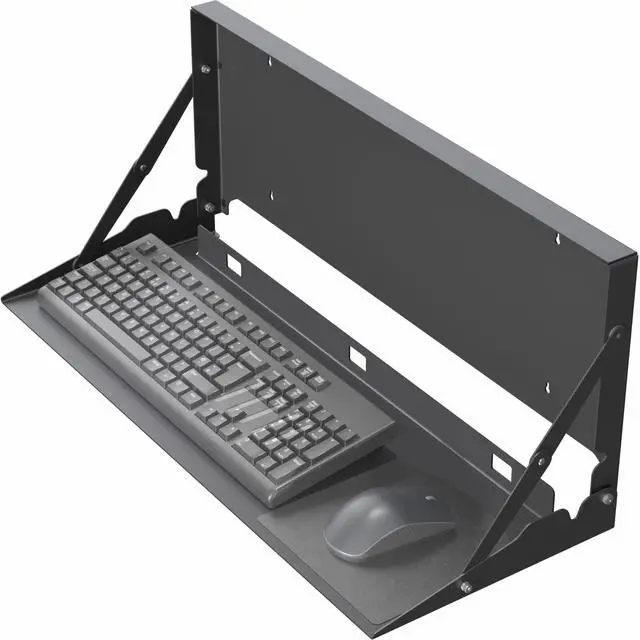 Main image of Black Flip Down 24 Inch Keyboard Tray Wall Mount, Mount-FDKB1 | Fits Standard Size Keyboards and Mice, Fold Down Typing Platform, Space Saving Design, Mouse Pad Included