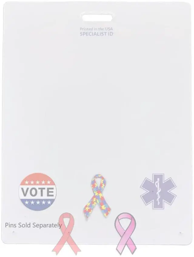 Main image of Bulk 20 Pack - Badge Buddy Pin Holder for Nursing Pins - Horizontal 7 Hole Blank White Card Backer - Display Your Cute, Funny, Trading, Award & Medical Pins - Great for Nurse, Doctor, Student, Staff