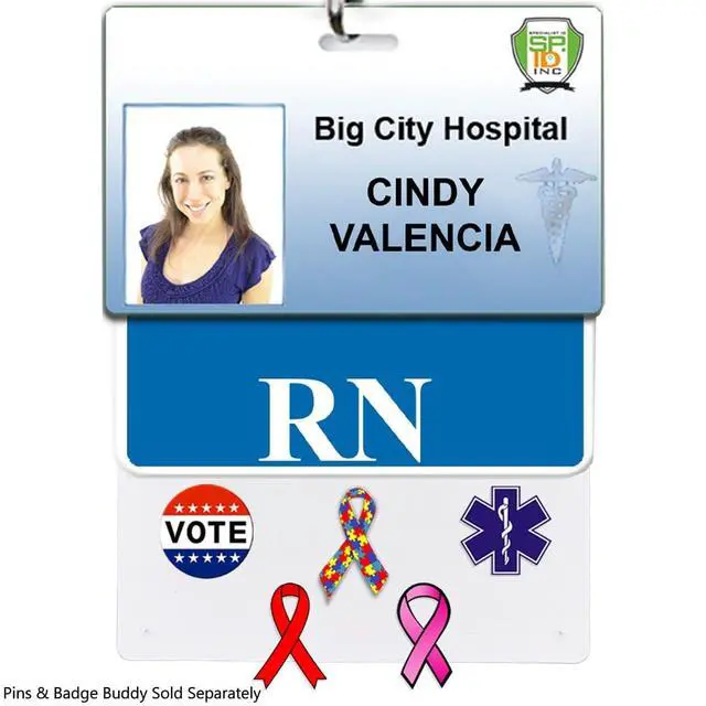 Alt view image 4 of 5 - Bulk 20 Pack - Badge Buddy Pin Holder for Nursing Pins - Horizontal 7 Hole Blank White Card Backer - Display Your Cute, Funny, Trading, Award & Medical Pins - Great for Nurse, Doctor, Student, Staff