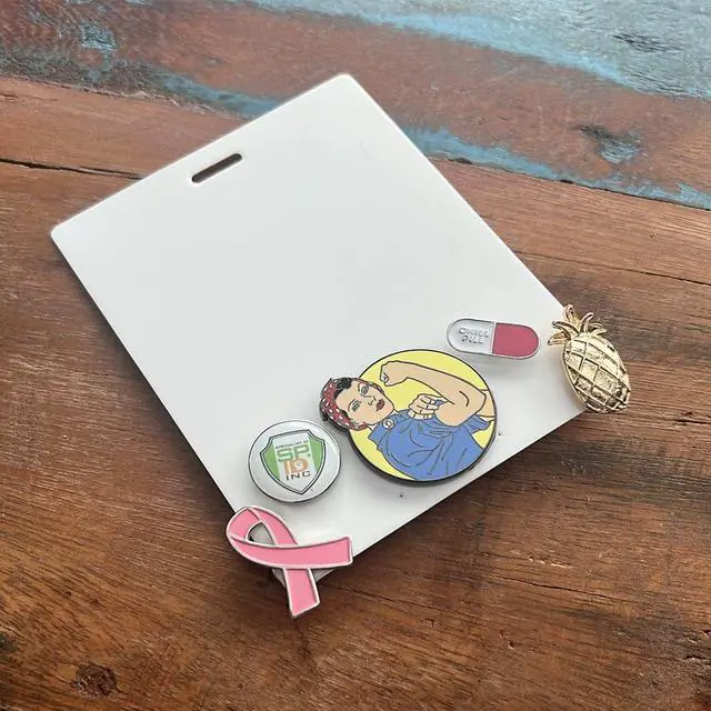 Alt view image 2 of 5 - Bulk 20 Pack - Badge Buddy Pin Holder for Nursing Pins - Horizontal 7 Hole Blank White Card Backer - Display Your Cute, Funny, Trading, Award & Medical Pins - Great for Nurse, Doctor, Student, Staff