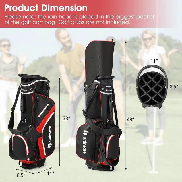 Alt view image 7 of 7 - 14-Way Golf Stand Bag, Portable Golf Bag w/ 6 Pockets,Cooler Bag & Waterproof Valuable Pocket, Rain Hood, Ergonomic Dual Strap System & Carrying Handles, 5 LBS Lightweight for Adults