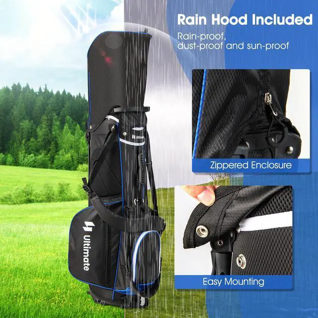 Alt view image 4 of 7 - 14-Way Golf Stand Bag, Portable Golf Bag w/ 6 Pockets,Cooler Bag & Waterproof Valuable Pocket, Rain Hood, Ergonomic Dual Strap System & Carrying Handles, 5 LBS Lightweight for Adults