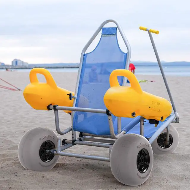 Alt view image 7 of 7 - 12" Balloon Wheels Beach Cart Tires Replacement Big Sand Wheels for Beach Buggy, Kayak Trolley, Canoe Dolly, Rolling Walker, Garden Cart, Wheelchair, Sand Wagon w/Free Air Pump, 2-Pack