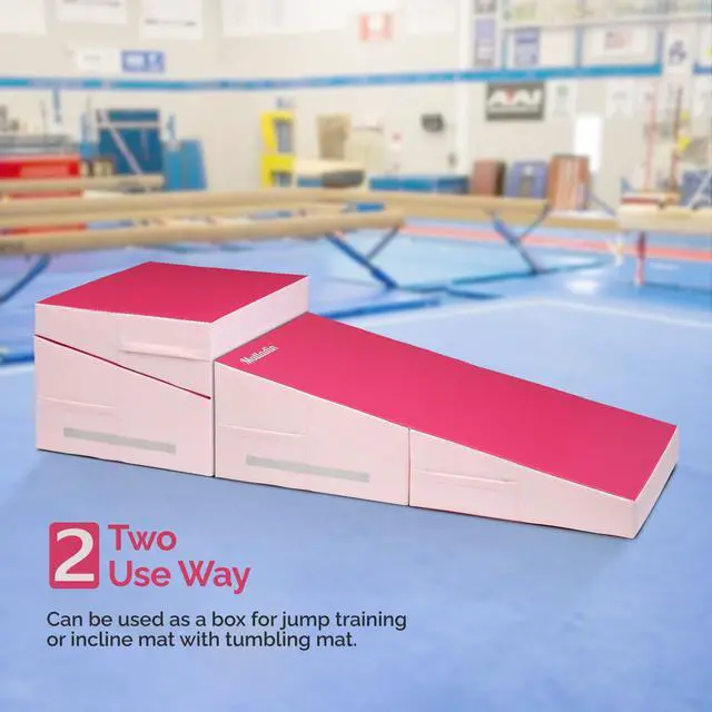 Alt view image 3 of 6 - 48"x24"x14" Tumbling Mat - Folding Gymnastics Cheese Wedge Mat for Kids, Girls Home Training