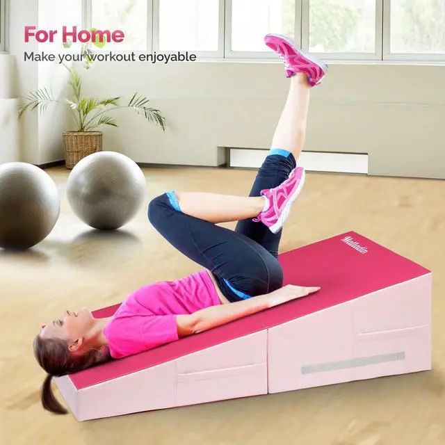 Alt view image 5 of 6 - 48"x24"x14" Tumbling Mat - Folding Gymnastics Cheese Wedge Mat for Kids, Girls Home Training