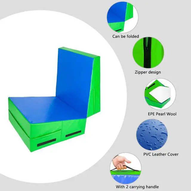 Alt view image 2 of 5 - 48"x24"x14" Tumbling Mat - Folding Gymnastics Cheese Wedge Mat for Kids, Girls Home Training