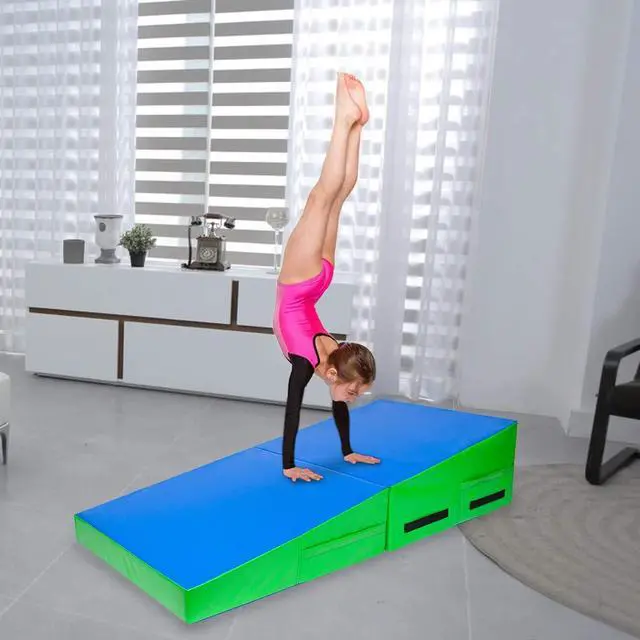 Alt view image 4 of 5 - 48"x24"x14" Tumbling Mat - Folding Gymnastics Cheese Wedge Mat for Kids, Girls Home Training