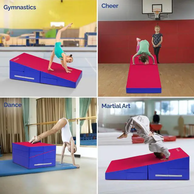 Alt view image 5 of 7 - 48"x24"x14" Tumbling Mat - Folding Gymnastics Cheese Wedge Mat for Kids, Girls Home Training