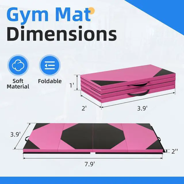 Alt view image 2 of 7 - 4'x8'x2 Thick Folding Gymnastics Exercise Mat Aerobics Stretching Yoga Mats